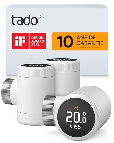 tado° Smart Thermostat X en lot de trois, gestion du radiateur via une application et une enceinte connectée (Alexa, Siri, Google Assistant), installation DIY, pas compatible avec tado° V3+