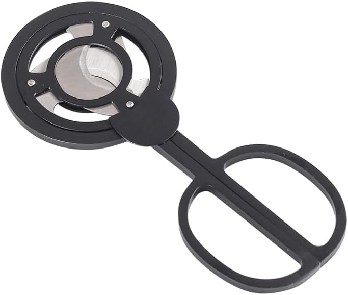 Stainless Steel Cigar Cutter, Professional Double Blade Scissors, Precision Handheld Cutting Tool, Portable Travel Accessory, Silver(Black)