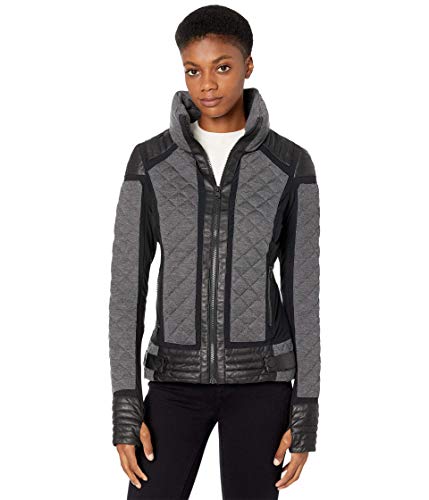 Blanc Noir Mesh Inset Moto Puffer Charcoal Heather 1 MD