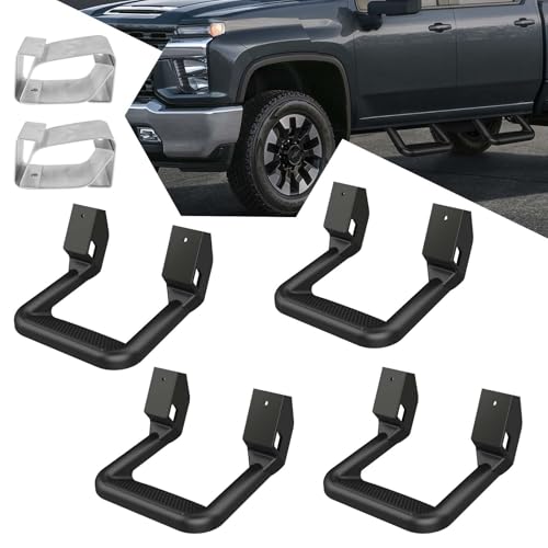 Globled Universal Steps for Truck Running Boards 3.54 Inch Nerf Bars Aluminum Alloy Tailgate Step Running Boards Compatible with Dodge Ram 1500 Silverado 1500 F150 F250 Truck Accessories-4pcs