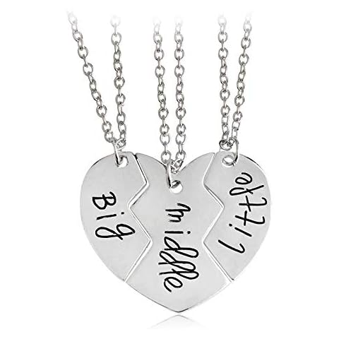 Tomsey® Beautiful Triple Silver Sister Necklace Jewellery Big Middle Little Sis Gift Sisters Women's Jewellery | Luxury Gift Bag A787 Cover