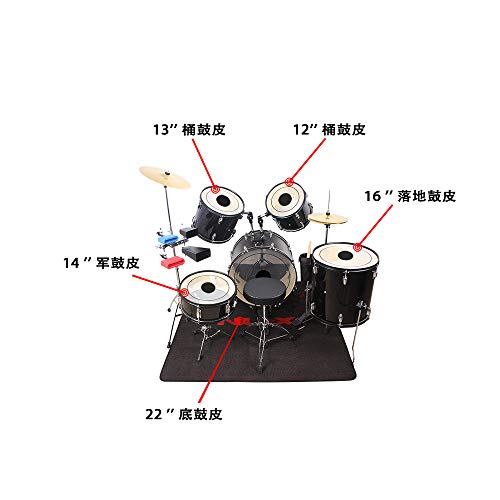 image for Kuyal Clear 5-Piece Drum Heads with Dot Pack Includes 12, 13, 14, 16 &