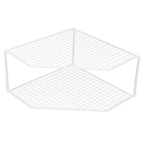VICASKY Organizer Da Tavolo Multifunzione in Ferro Porta Pentole e Padelle, Mensola Angolare Bianco a Doppio Strato 12 Cm, Supporto Leggero e Resistente Per Cucina Domestica