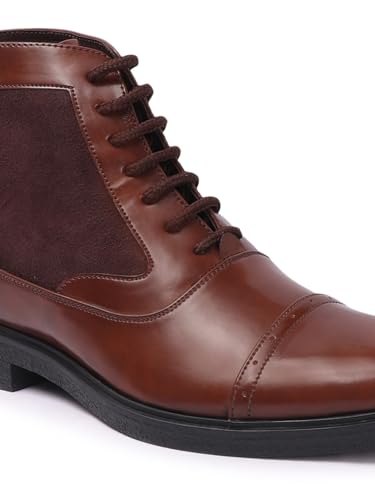 Image of Carlton London Men's Ankle Height Comfortable Lace-Up Round Boot