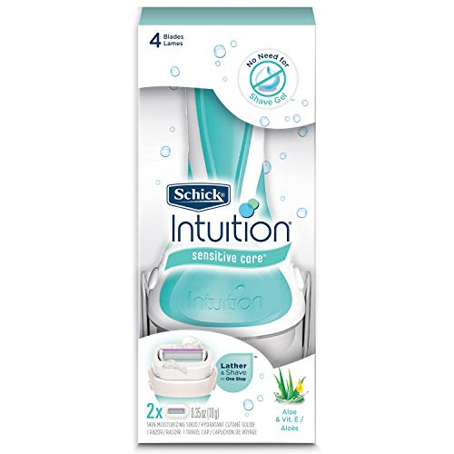 Intuition Sensitive Care Razor for Women with 2 Moisturizing Razor Blade Refills with Natural Aloe - 2 Pack