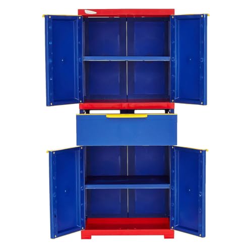 Image of Nilkamal Freedom FMDR1CE Plastic Wardrobe for Storage|3-Year Warranty|Clothes Cupboard with Shelves & Utility Drawer|Almirah for Home, Living Room, Bed Room| Adults & Kids|Pepsi Blue /Bright Red /Yellow