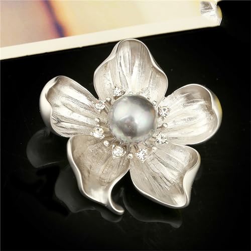 Image of WCRAZYE Yellow Flower White Pearl Brooch for Women Girls - Gold Autumn Flower Pins for Mother, Wife, GF - Wedding, Bridal, Bouquet, Party Charm - Christmas, Valentine's Day
