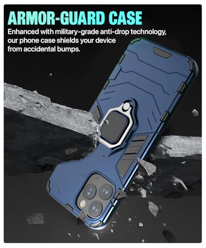 Image of WOW IMAGINE Shock Proof Back Case Mobile Cover for Apple iPhone 11 Pro | Back Cover Case (Tough Armor | Hybrid PC + TPU | Ring Holder & in-Built Kickstand | Blue)