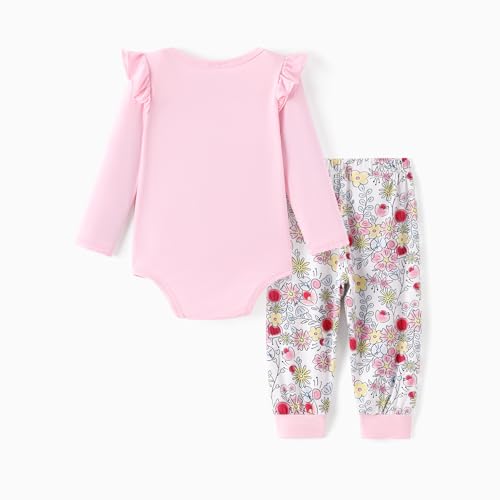 Disney Princess Long Sleeve Baby Unisex Creeper Bodysuits 2 Piece Viscose Made from Bamboo Newborn Outfit Set Allover Bold Front Print Infant Romper Cute Fall Babe Clothes Pink 12-18 Months - image 2