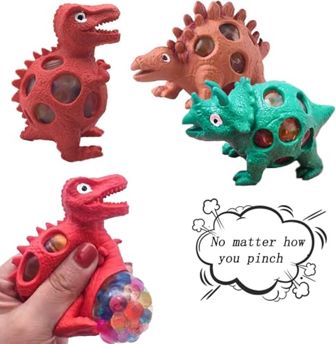 Image of Funny Dragon Pinch Toy - Pack of 2 - Squishy Dinosaur with Pop-Out Eyes | Stress Relief Squeeze Toy for Kids & Adults (Multicolor)