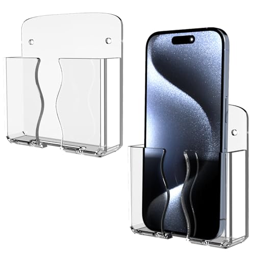 Wall Mounted Phone Holder, Clear Phone Stand Self Adhesive with C...