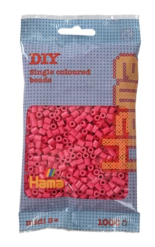 HAMA – Sachet perles à repasser rose bonbon – 1000 perles midi 5 mm – Recharge loisirs créatifs enfants dès 5 ans