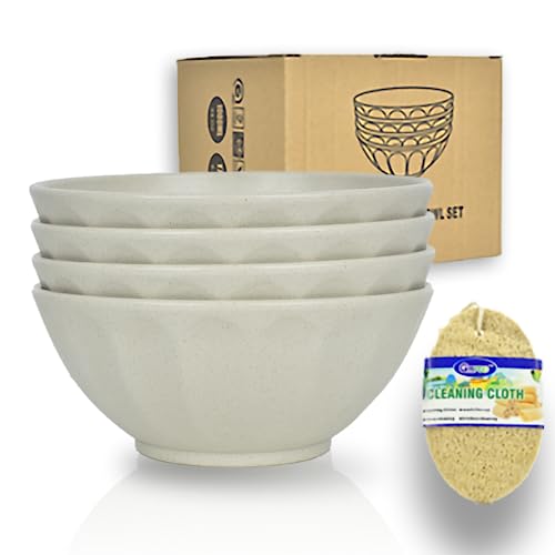 Jsymjsy Unbreakable Cereal Bowl, 26Oz/750Ml Wheat Straw Bowl Set Of 4, Large Bowl For Soup Noodle Salad & Camping, Lightweight Breakfast Bowl, Φ6.3In/16Cm, Dishwasher & Microwave Safe, Beige #TOP19