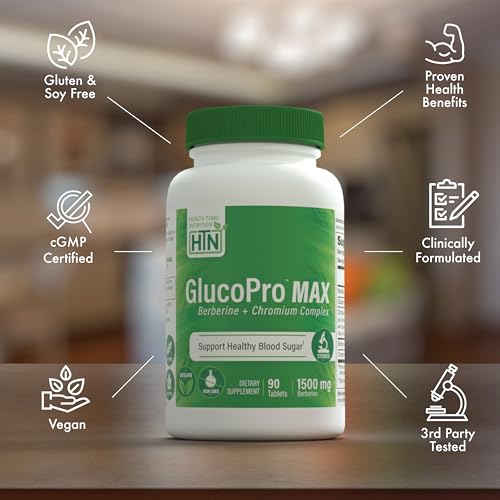 Image of Health Thru Nutrition GlucoPro Max - with 1500mg Berberine 90 Tablets