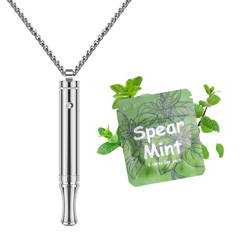 ASTOFLI Quit Smoking Breathing Necklace for Adults - Flavored Stress Breathing Necklace Stop Smoking for Women - Fidget Breathlink for Men Meditation Breathe Anxiety Whistle Necklaces Shift Breathlace