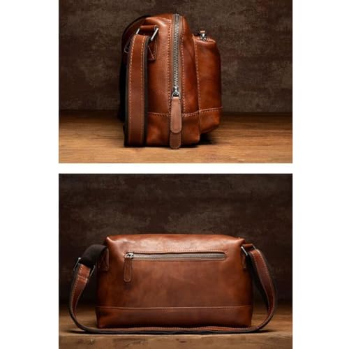 Mens Messenger Bags Shoulder Bags Genuine Leather Casual Daypacks Briefcases Crossbody Bags Travel Bags(Brown)2