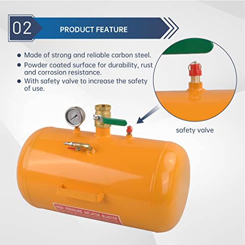 Image of 10 Gallon Air Tire Bead Seater Blaster Tool Seating Tire Inflator-145PSI Tire Bead Seating Tool for Car Truck ATV Tank,Yellow