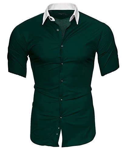 Kayhan Herren Hemd Maimi Kurzarm, Dünkelgrün (M)