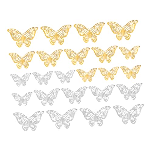 TOYANDONA 24 Piezas Decoración Tridimensional Hueca De Colgante Pegatinas De Pared 3d Etiqueta De La Pared De La 3d Etiqueta De La Pared 3d Equipo Papel Silver