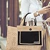 LERANXIN Sac à Provisions en Jute, 30×25×13 cm avec Poches Latérales à Boutons Noirs Sac Cabas en Toile, Réutilisable Sac à Provisions en Jute, pour Le Shopping, Les Sorties, Le Camping, Le Magasin #3