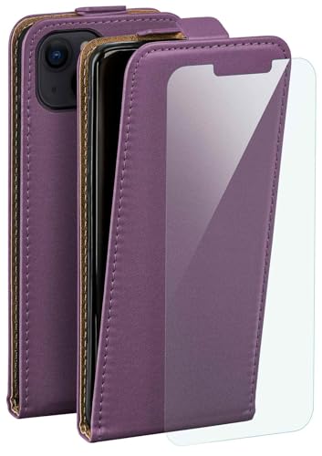 Coque iPhone 14 Plus moex contre les rayures étui rabat violet film inclus