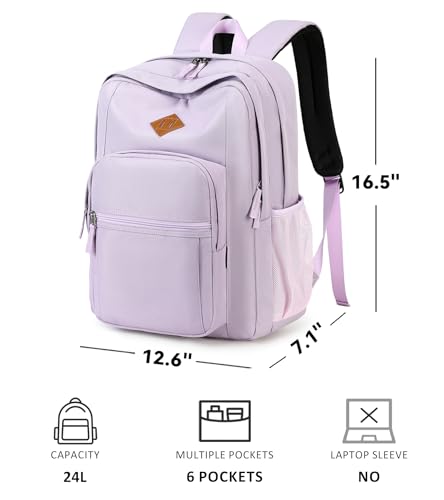Image of abshoo Girls Solid Color Backpack For College Women Water Resistant School Bag (Lavender Purple)