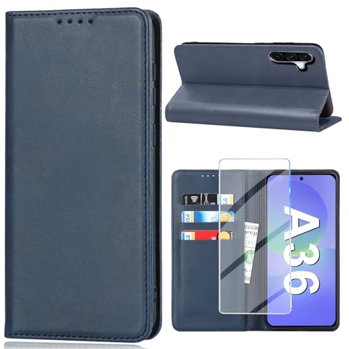 Étui en cuir synthétique bleu Vaki pour mobile Samsung Galaxy A36 5G