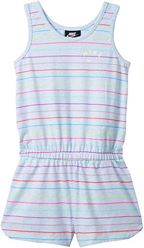 Nike Little Girls Stripe All Over Print Romper (Gray Heather(36G460-Gb7)/Pink, 6X) #TOP13