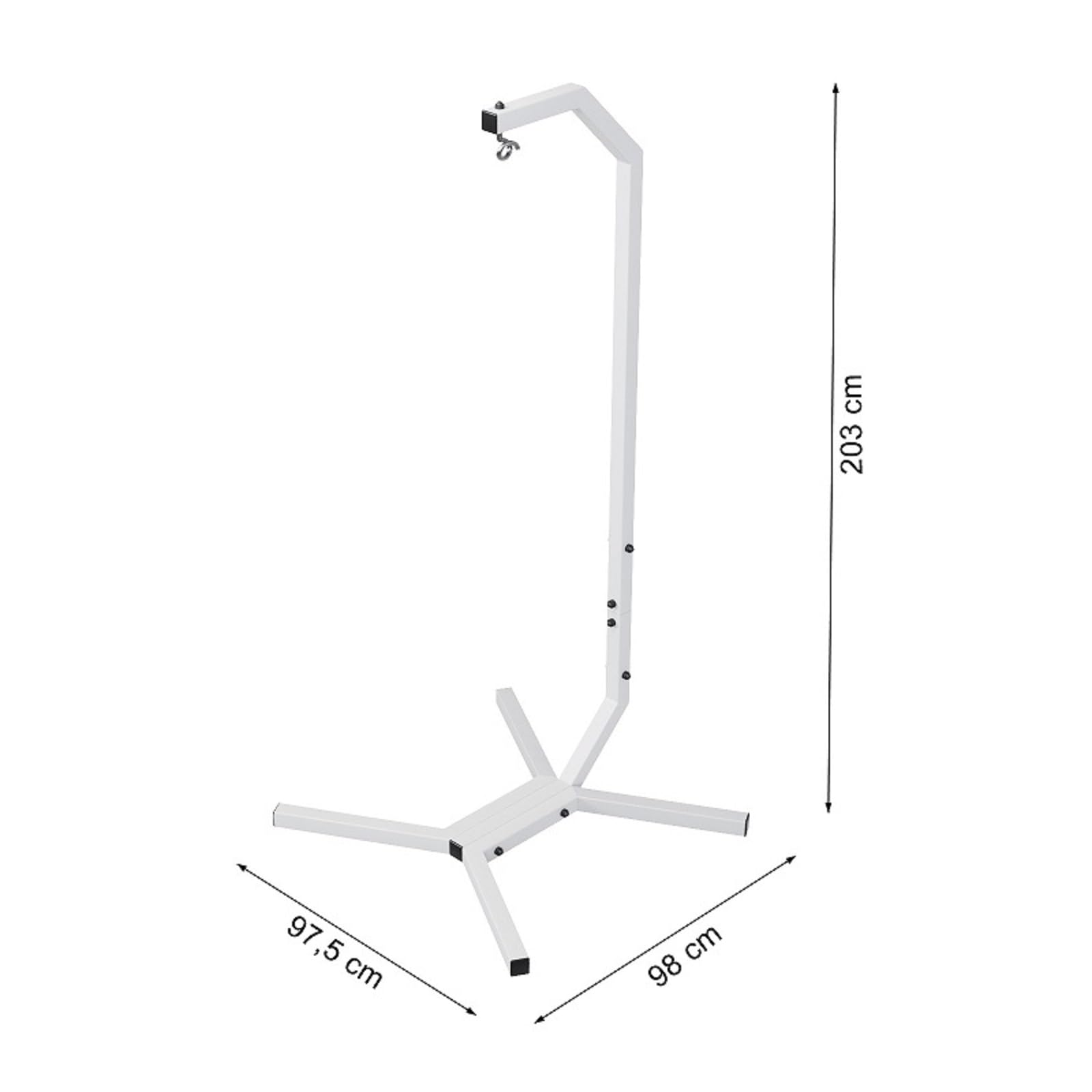 QLS Hängesessel Gestell 203 cm aus Stahl mit Haken bis 100 kg Weiß | Robuste Stahlkonstruktion mit wetterfester Pulverbeschichtung, geeignet für Garten, Balkon, Terrasse und Innenbereich