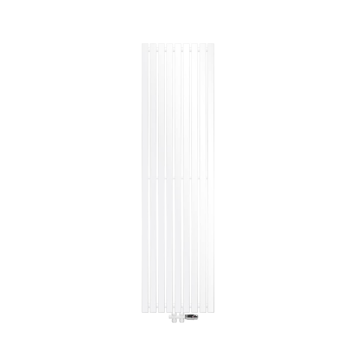 LuxeBath Radiador de Panel Stella Conexión Central Vertical 480 x 1800 mm Blanco con Juego de Conexión con Termostato en Forma Recta Acoplamiento al Suelo, Estufa Plana Monocapa para Baño