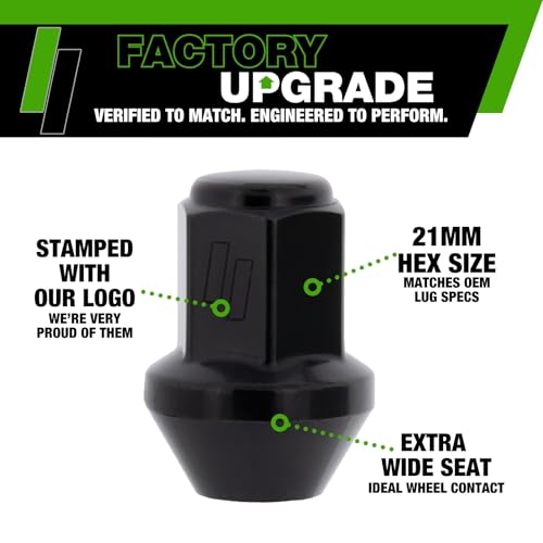 Image of DPAccessories Lug Nuts Compatible with 2020-2026 Tesla Model Y | Black OEM Style | for Factory Aluminum Wheels Only | Set of 20 Wheel Nuts | DTEMOY01F-BK /1