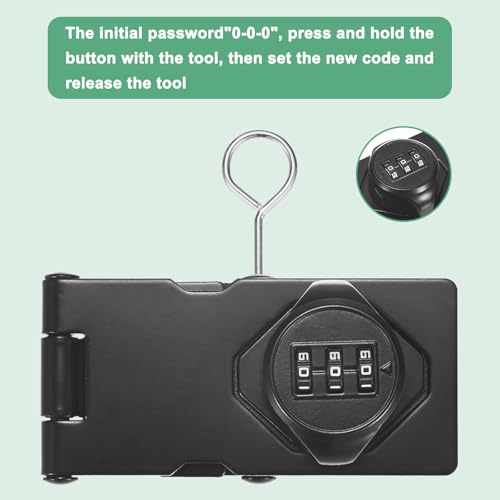 Image of M METERXITY Keyless Combination Lock, 3.78 inch Zinc Alloy Mechanical Password Twist Knob Hasp Locks Latch for Cabinet /Closet /Garage /Drawers /Garden /Bathroom,90 /180 Degree Barn Door Lock [Black]