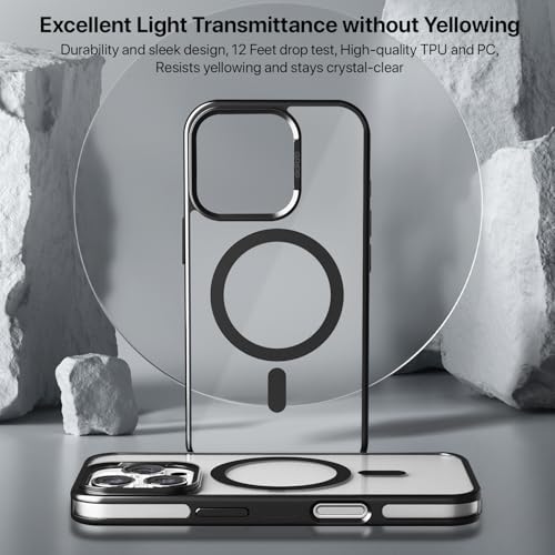 Image of GRIPP Matrix Case Compatible with Mag-Safe for iPhone 16 Pro Max | Military Grade 12ft Drop-Tested with D30 Technology, Transparent Back, Camera Ring Kickstand Function, Shockproof Back Cover - Black
