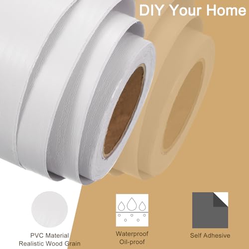 Image of uxcell Wood Grain Tape, 2 inch x33 Ft Self Adhesive Wood Grain Repair Patch for Baseboards, Doors, Floor Repair, Furniture Home Decor White Wood