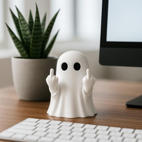 Middle Finger Ghost Figurine – Spooky Halloween Decor for Office Desk - image 3