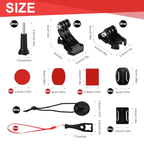 33 Stück Kamera Helm Halterung Zubehör Kit, GoPro Flache Klebebefestigungen, gebogen, Klebepad Helm Halterung für GoPro Hero 45678, Session und andere Sportkameras
