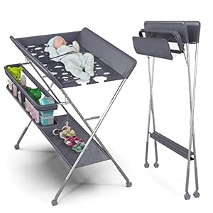 Babylicious Baby Portable Changing Table – Foldable Changing Table with Wheels – Portable Diaper Changing Station…