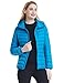 wantdo Women's Packable Down Jacket Lightweight Puffer Jacket Hooded Winter Coat Acid Blue Large