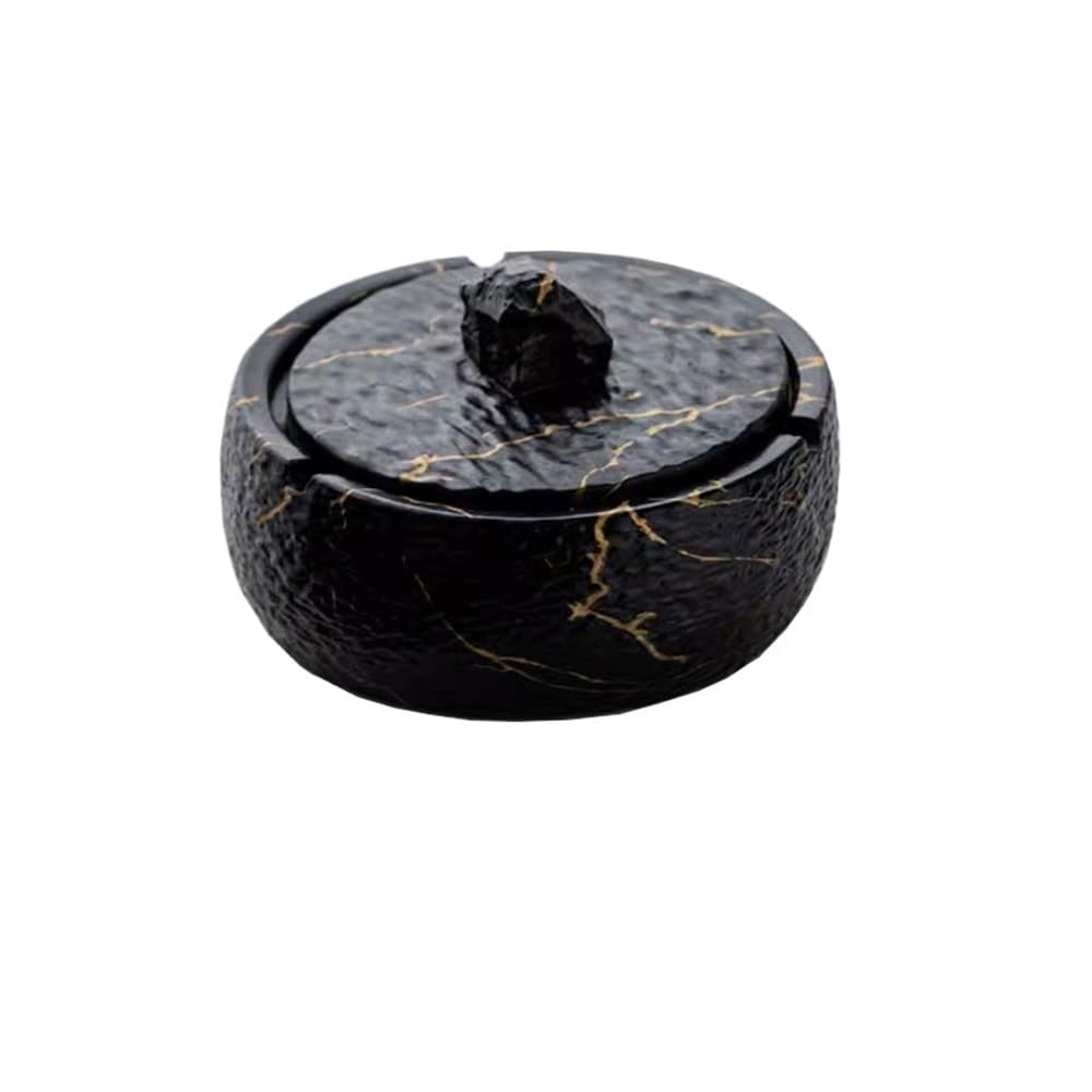 Indoor Decorative Cement with Lid Ashtray Indoor Outdoors Cemented Ashtrays Desktop for Home Office Parties or Fashion Decoration etc for Desktop(Black)