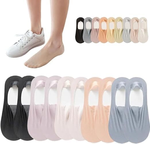 Pranjal MegaDealsWomen's Invisible Nylon Ankle Socks, Ultra-Thin, Anti-Slip, Low Cut Liners for Loafers, Sneakers, Flats -Larger Size & Ice Silk Comfort, Pop Socks Multi Color
