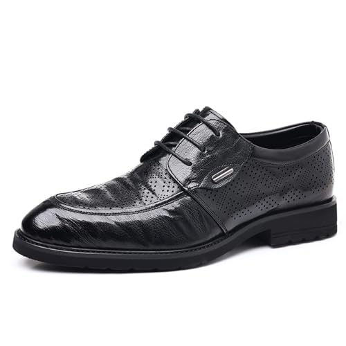 YZABEL Men's Leather Flat Casual Oxford Shoes, Business Party Formal Shoes Casual Wedding Office Men Dress Shoes Black