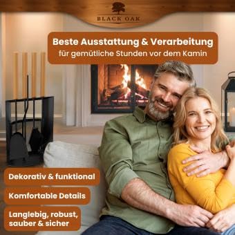 Kaminbesteck BLACK OAK Davos | Metall | schwarz | 5-teilig