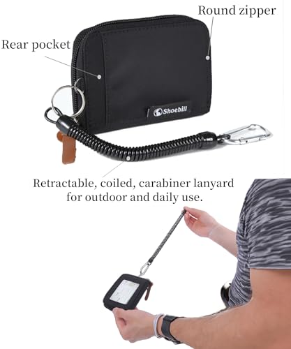 Shoebill Small Wallet with Carabiner Lanyard with ID Window - Lightweight, Zippered, Water Resistant3