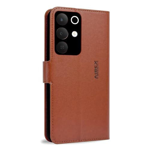 Image of AIBEX Compatible for Realme Narzo 90X 5G / Realme C85 5G / Realme 15X 5G | Premium PU Leather Wallet Case with Stand & Card Slots Brown