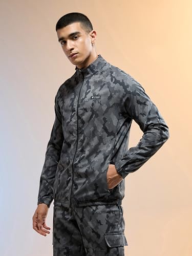Image of TECHNOSPORT Men's Slim Fit Printed Regular Jacket With TS Flexi, SPF50+, Quick Dry for Regular Use