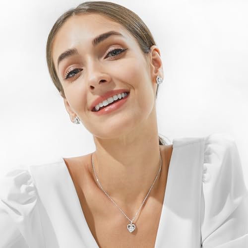 MomentWish Heart Necklace, 1Carat Moissanite Necklace for Women, D Color VVS1 Moissanite 925 Sterling Silver Heart Necklace Birthday Gift for Her Girls - Image 3