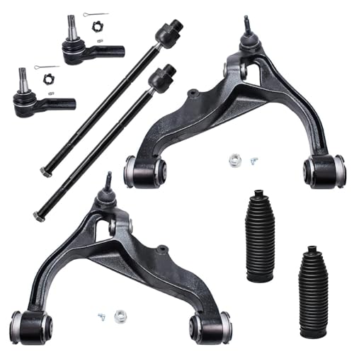 Image of Detroit Axle - 4WD Front End Suspension Kit for 2006-2012 Dodge Ram 1500 [5 Lug] 2 Lower Control Arms w /Ball Joints 4 Inner & Outer Tie Rod End Links 2 Boots 2007 2008 2009 2010 2011 Replacement