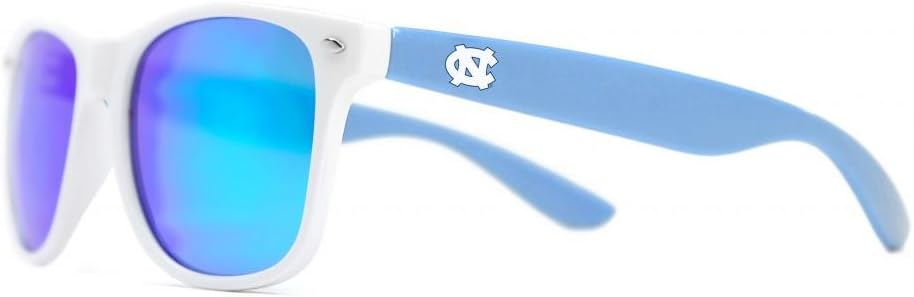 Society43 NCAA North Carolina Tar Heels UNC-4 White Front Temple, Blue Lens Sunglasses, One Size, White