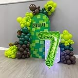 40 Inch Green Pixel Number 7 Balloon for Kids 7th Birthday Decorations, Large Dark Kelly Lime Green Self Inflating Foil Seven Balloon Number for Boys Birthday Video Game Patrick's Day Party Supplies - Image 7