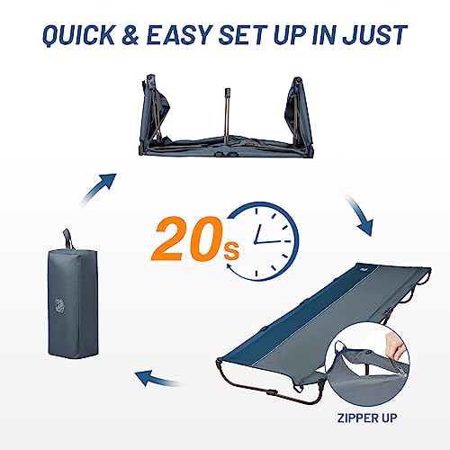 TIMBER-RIDGE-Lightweight-Aluminum-Camping-Cot-20-Second-Quick-Set-Up-Folding-Cot-with-Zipper-Closure-Portable-Carry-Bag-Included-for-Camping-Travel-and-Outdoors-Support-up-to-225lbs-Navy